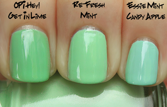 china-glaze-re-fresh-mint-opi-lime-essie-mint