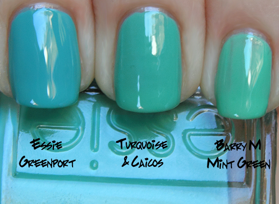 essie turquoise caicos comparison essie greenport barry m mint green