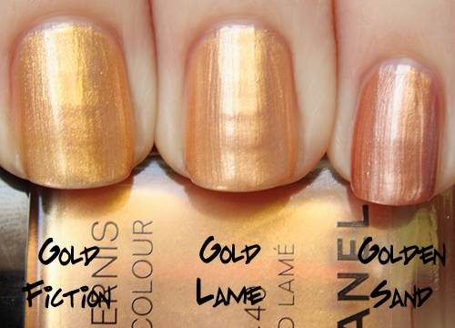 chanel gold lamé comparison with chanel gold fiction and chanel golden-sand