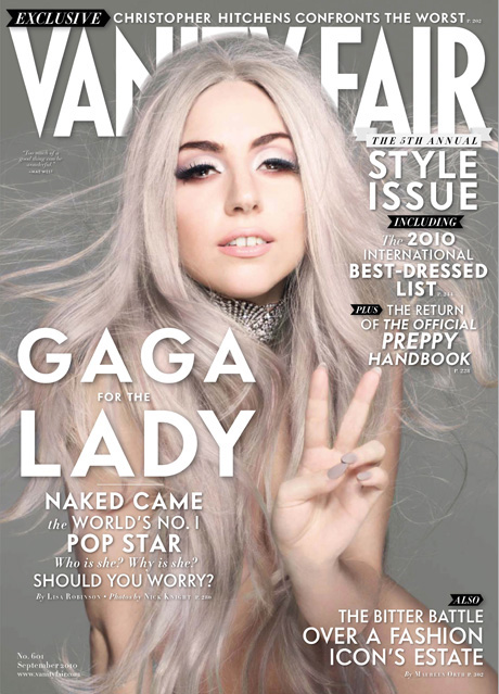 lady gaga wearing gray nails on vanity fair's september 2010 issue