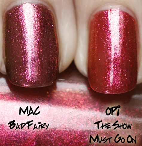 opi-the-show-must-go-on-comparison-swatch-mac-bad-fairy