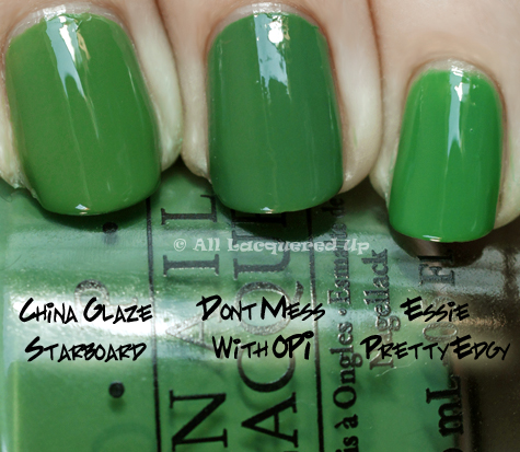 opi dont mess with opi comparison swatch with china glaze starboard and essie pretty edgy