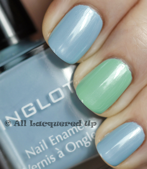 inglot 969 and inglot 970 swatch from the inglot pastel nail polish collection 365 untrieds easter