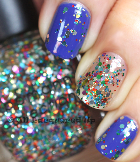 deborah lippmann happy birthday swatch layered over i know what boys like from the summer 2011 collection