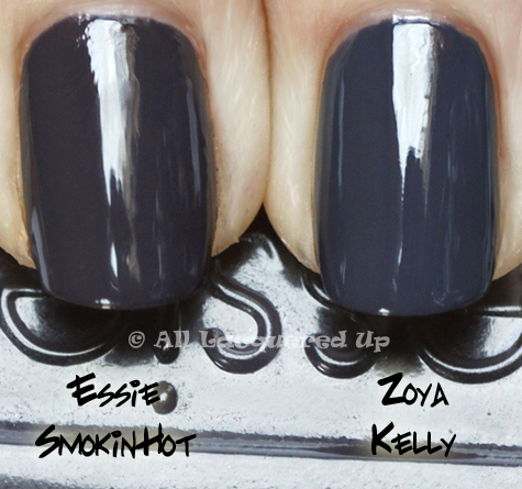 essie smokin hot comparison swatch with zoya kelly nail polish