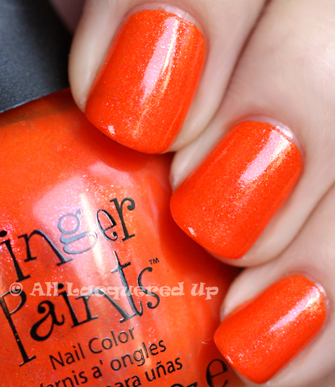 fingerpaints outta sight orange nail polish swatch from the fingerpaints peace love & color summer 2011 collection