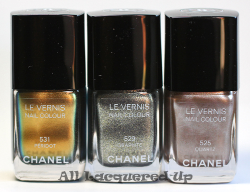 chanel peridot, chanel graphite and chanel quartz nail polish from the chanel fall 2011 collection