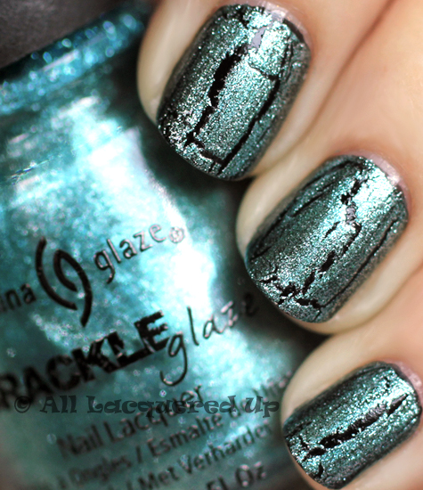 china glaze oxidized aqua crackle glaze metallic nail polish swatch