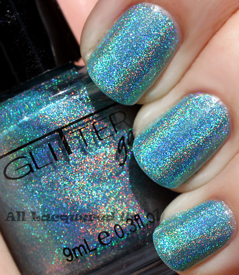 glitter gal blue nail polish linear holographic prismatic