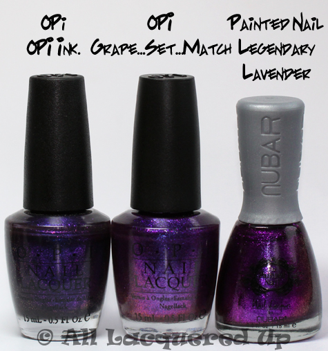 opi grape set match nail polish comparison from the opi serena glam slam england 2011 collection with opi ink & painted nail legendary lavender