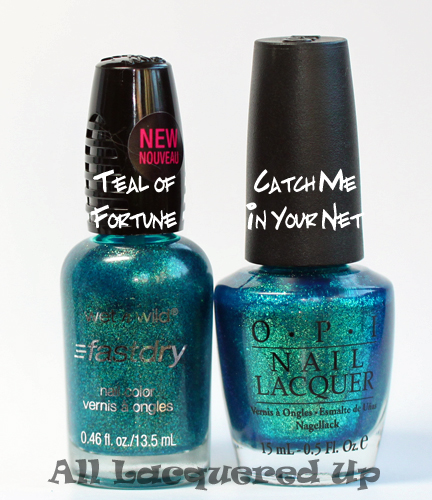 wet n wild teal of fortune comparison with opi catch me in your net