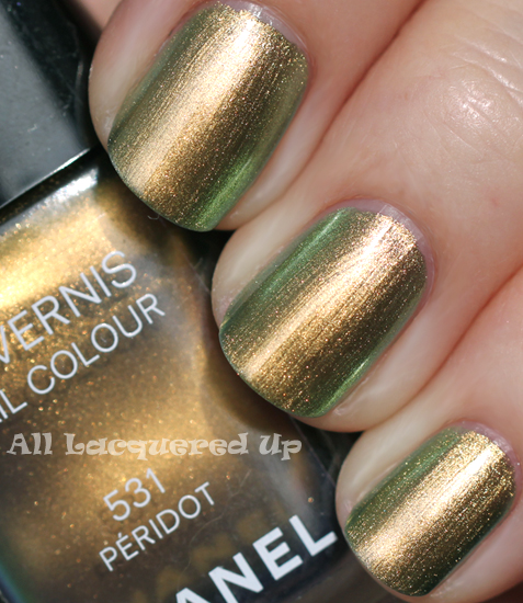 chanel peridot duochrome nail polish swatch from the fall 2011 collection