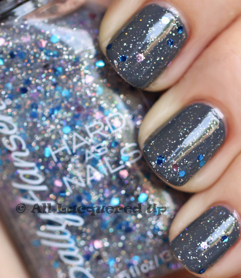 essence movie star with sally hansen ice queen nail polish swatch