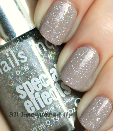 nails inc electric lane holographic top coat over nails inc porchester square nail polish swatch