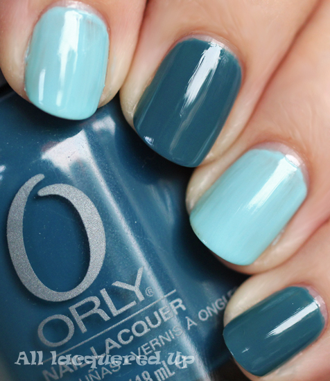 orly sapphire silk nail polish and color club factory girl nail polish swatch multi-colored manicure
