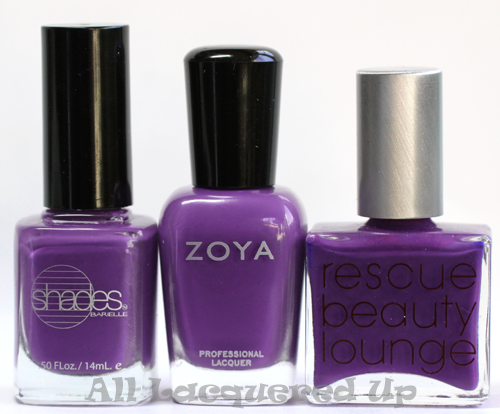 zoya mira nail polish comparison with barielle grape escape and rescue beauty lounge rbl mismas