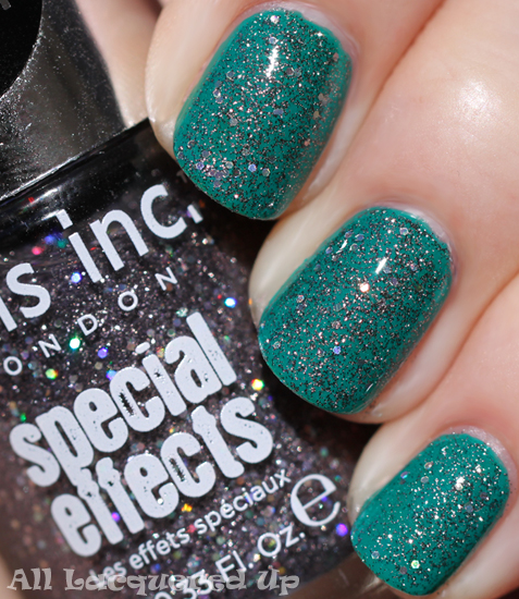 nails inc sloane square 3D glitter special effects over warwick way nail polish swatch