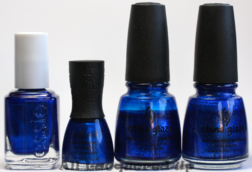 nubar indigo ocean nail polish comparison dupe essie aruba blue