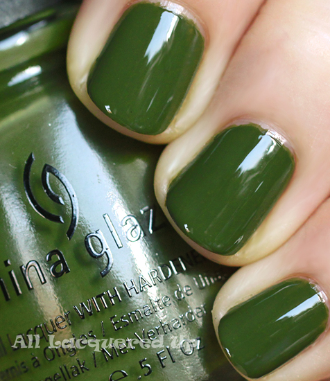 china glaze westside warrior nail polish swatch fall 2011 military green trend