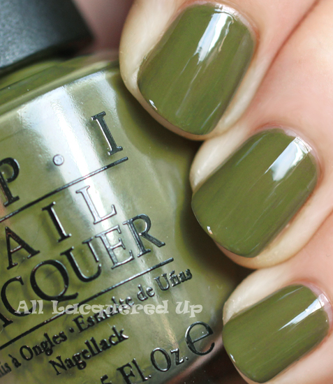 opi uh oh roll down the window nail polish swatch fall 2011 military green trend