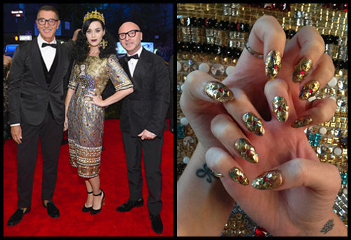 Katy Perry in Dolce & Gabbana at the Met Gala 2013 wearing Patricia Yankee nail art