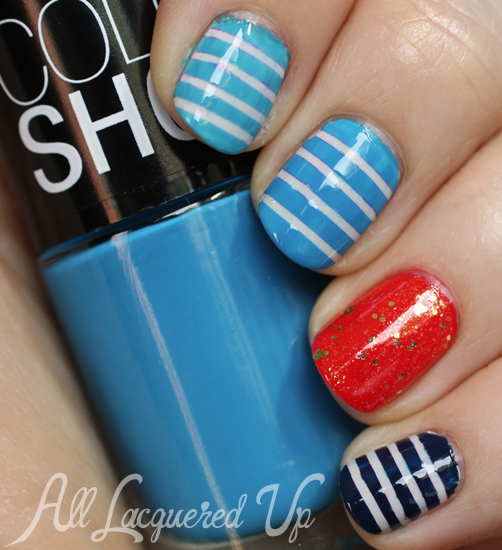 Maybelline Color Show Summer 2013 Nautical Strip Nail Art