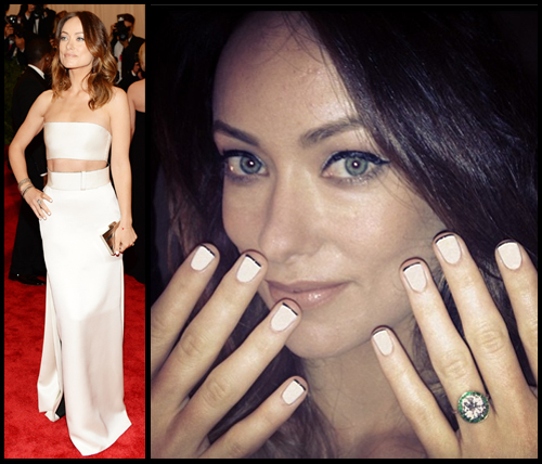 Olivia Wilde Met Gala 2013 nail art by Deborah Lippmann