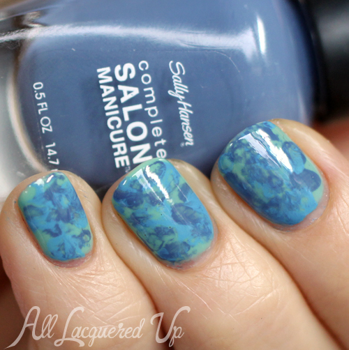 Watercolor Marble nail art with Sally Hansen Blue-ming Fast