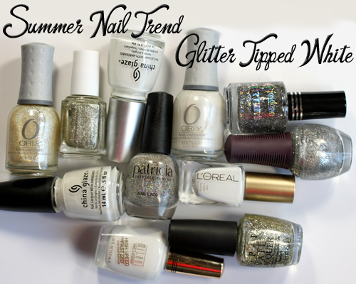 Summer Nail Polish Trend - Glitter Tipped White