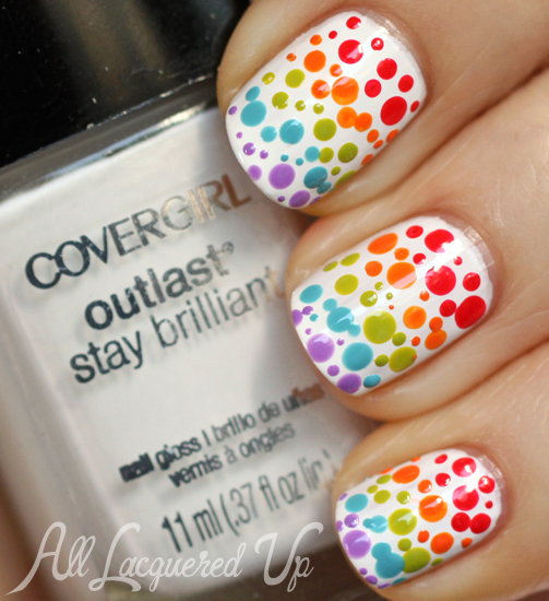 Rainbow Gradient Dotticure Nail Art with COVERGIRL Glosstinis