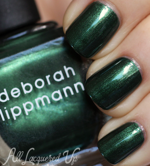 Deborah Lippmann Laughin To The Bank green nail polish swatch