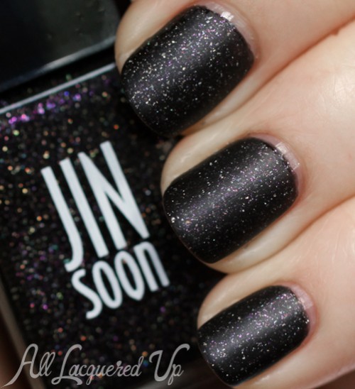 JINsoon Obsidian nail polish swatch with Matte Maker