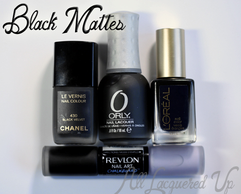 Black Matte Nail Polish from Chanel, L'Oreal, Orly and Revlon