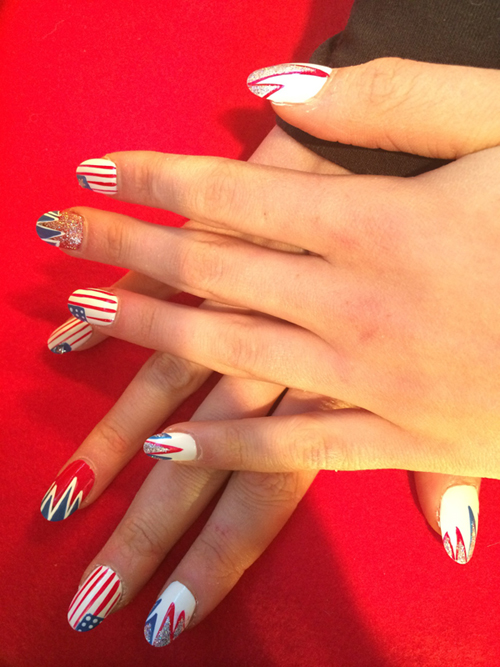 Gracie Gold Olympics patriotic nail art