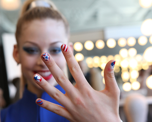 COVERGIRL Gracie Gold patriotic nail art for the Olympics