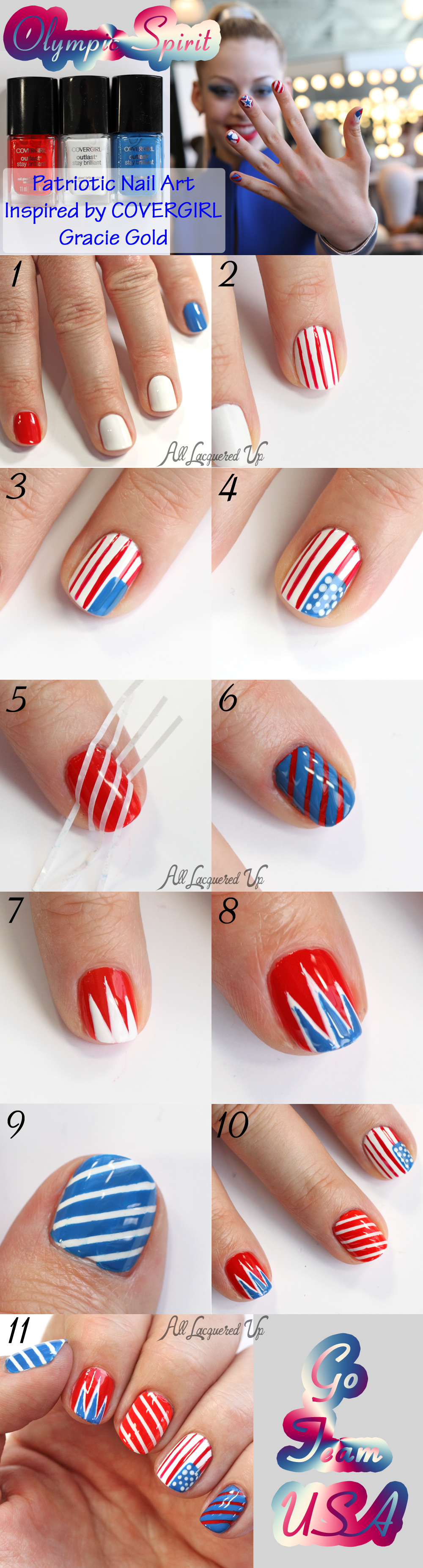 COVERGIRL Gracie Gold Inspired Olympic #TeamUSA #NailArt Tutorial