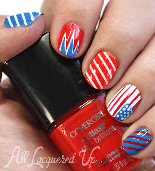 Sochi Olympics Patriotic Nail Art using COVERGIRL Outlast