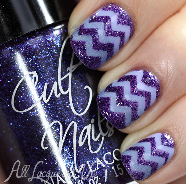 Chevron #NailArt using Cult Nails Intriguing, Winter's Light and Casual Elegance #swatch