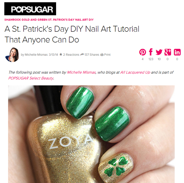 St Patricks Day #NailArt #Tutorial for PopSugar Beauty