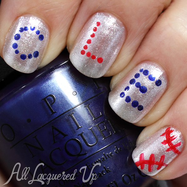 OPI x MLB Nail Art featuring OPI Right Off The Bat