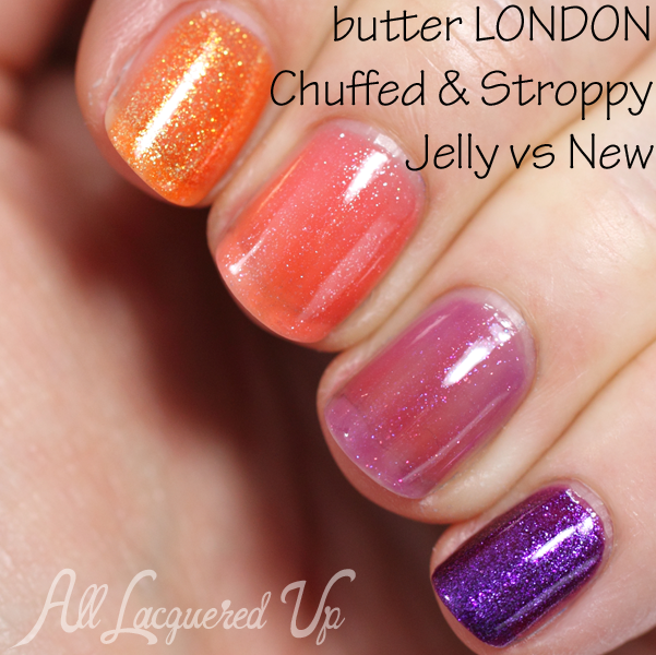 butter LONDON Chuffed and Stroppy comparison