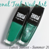 Tonal Teal Nail Art with Sally Hansen Summer 2014 Triple Shine Tahiti Sunset Collection