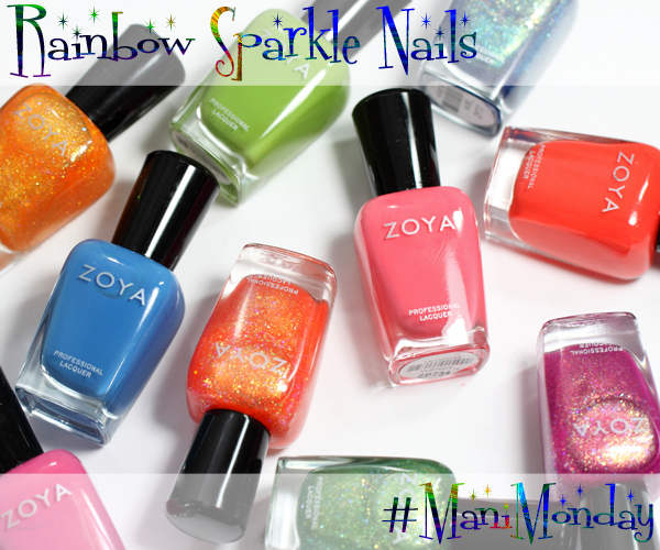 Zoya Tickled & Bubbly Rainbow Glitter Nails for #ManiMonday