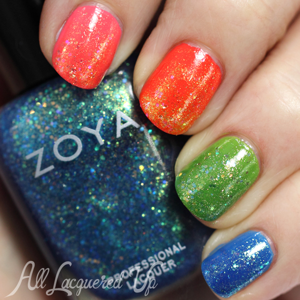 Zoya Tickled & Bubbly Rainbow Glitter Manicure