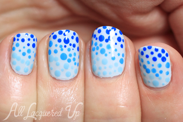 Blue Ombre Dot Nail Art #ManiMonday