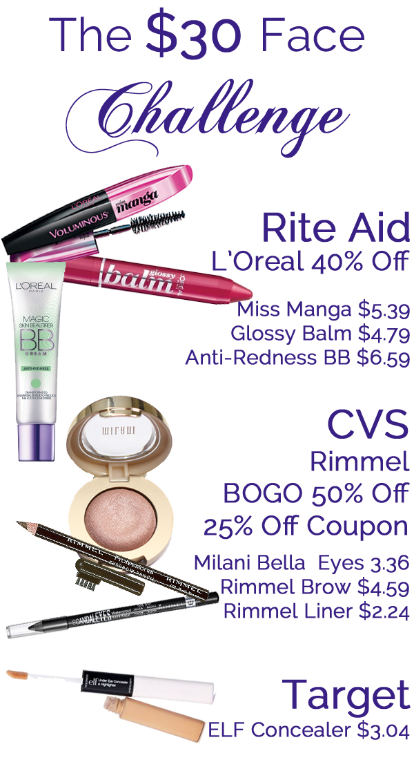 $30 Face Makeup Challenge Prices via @AllLacqueredUp