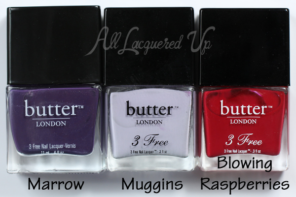 butter LONDON Marrow, Muggins, Blowing Raspberries via @alllacqueredup