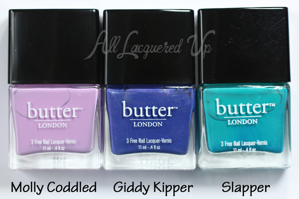 butter LONDON Molly Coddled, Giddy Kipper, Slapper via @alllacqueredup