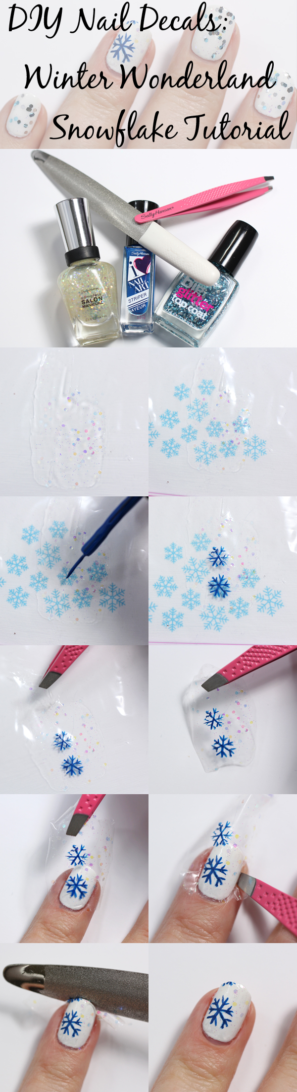 DIY Nail Decal Tutorial - Snowflakes via @alllacqueredup