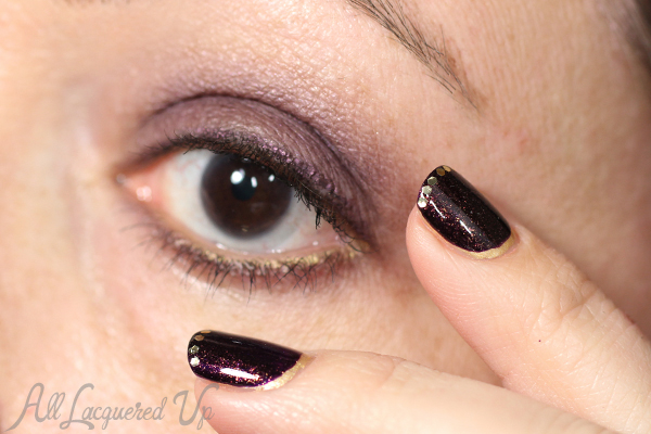 Holiday Makeup and Nails - Plum and Gold via @alllacqueredup